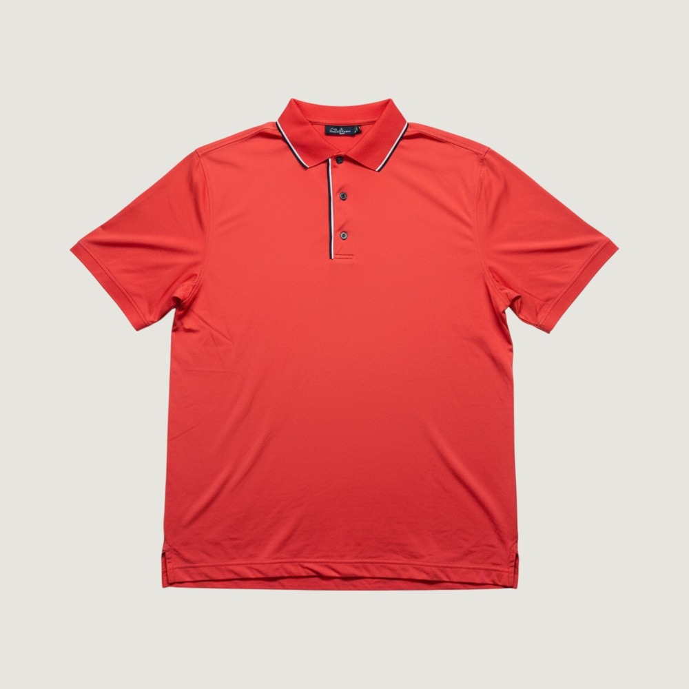 FootJoy Golf Polo Mens Medium‎ Red Performance Short Sleeve Tipped Collar Shirt